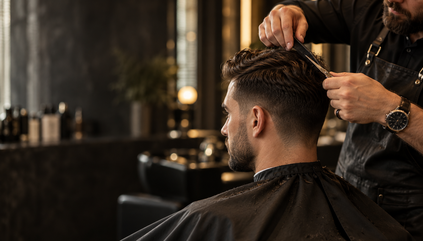 Stilbild: Präziser Herrenhaarschnitt beim Coiffeur